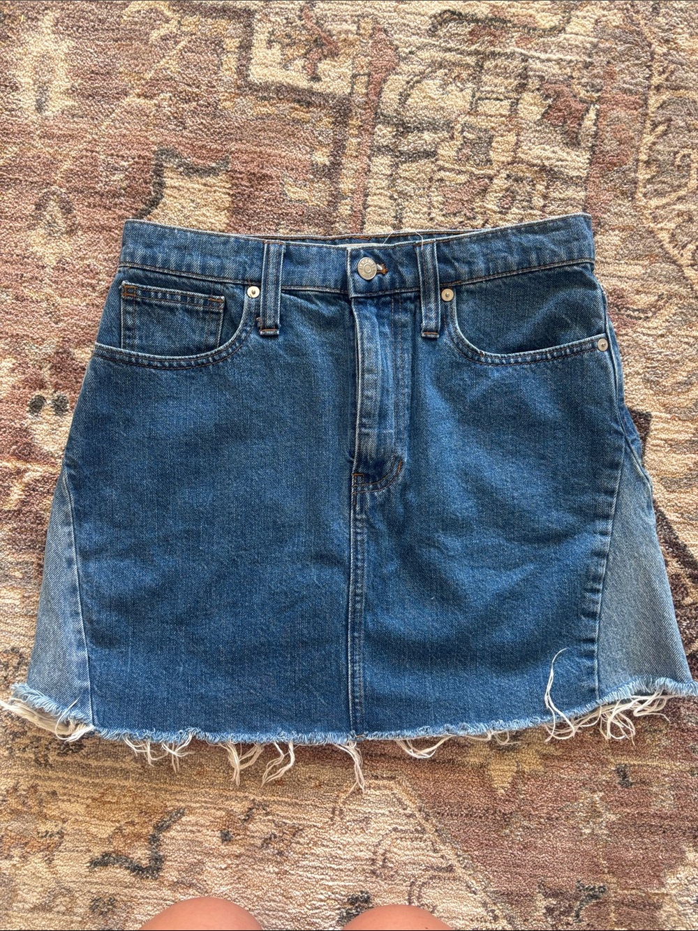 Madewell Blue Denim Frayed-Hem Mini Skirt